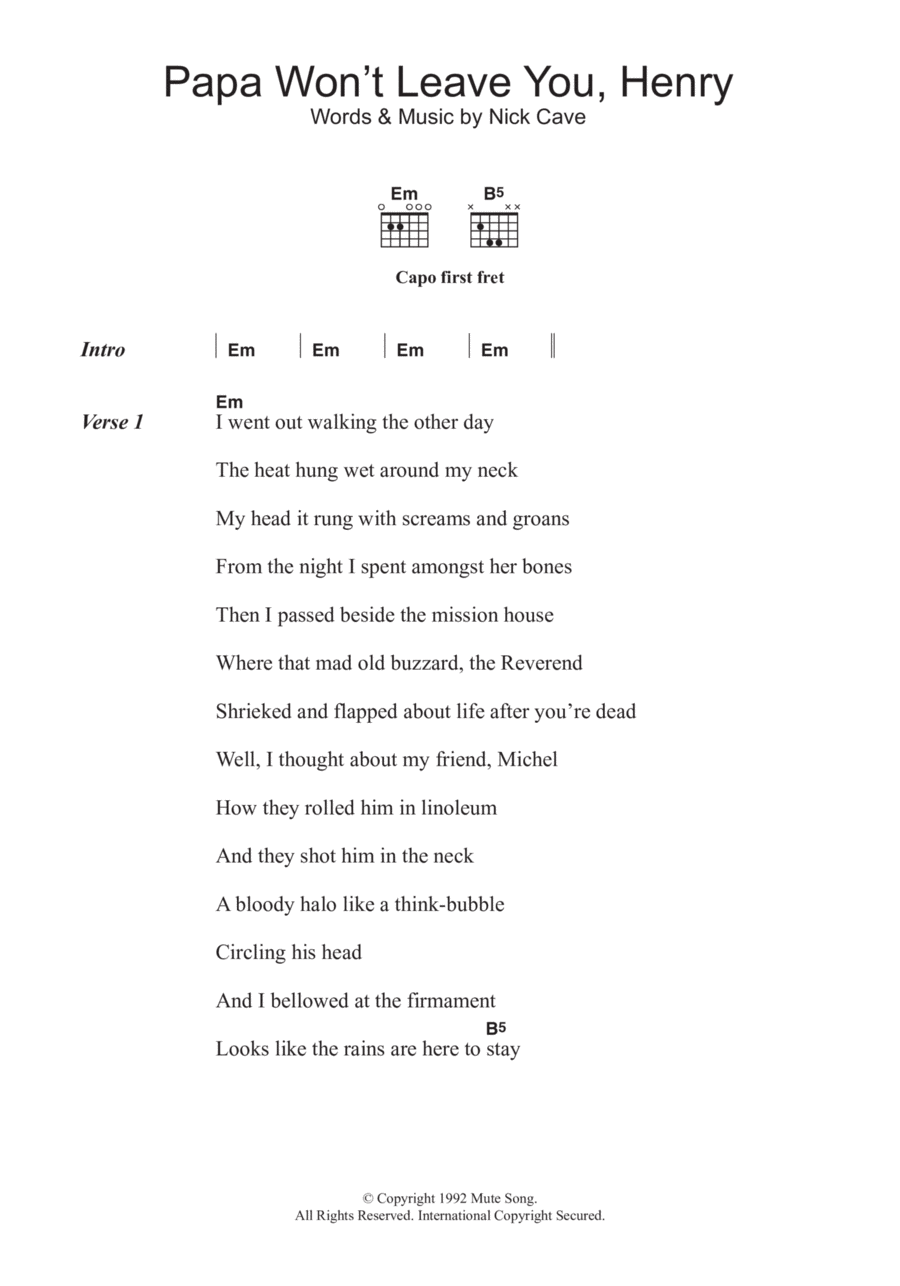 Papa Won't Leave You Henry Guitar scores gallery preview page 1