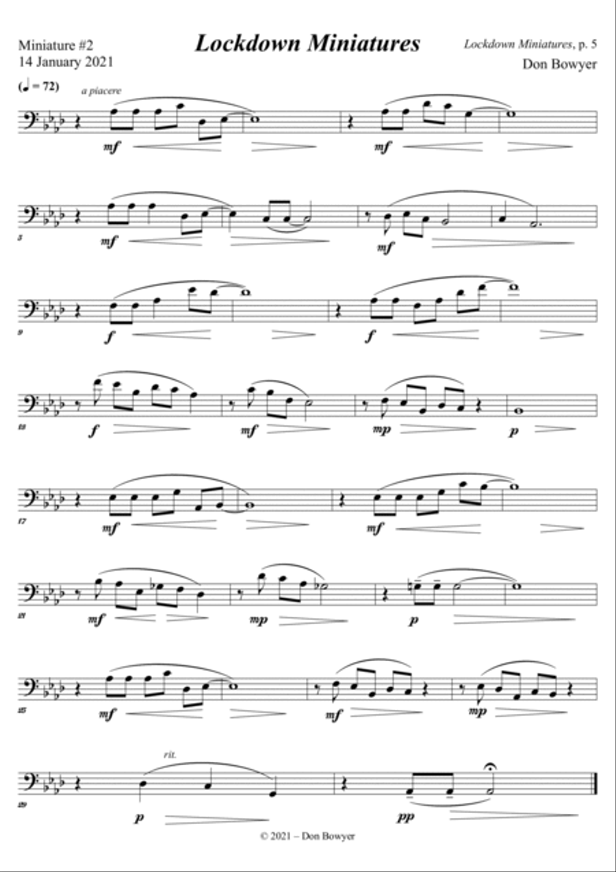 Lockdown Miniatures (A4 size) Trombone Solo scores gallery preview page 5