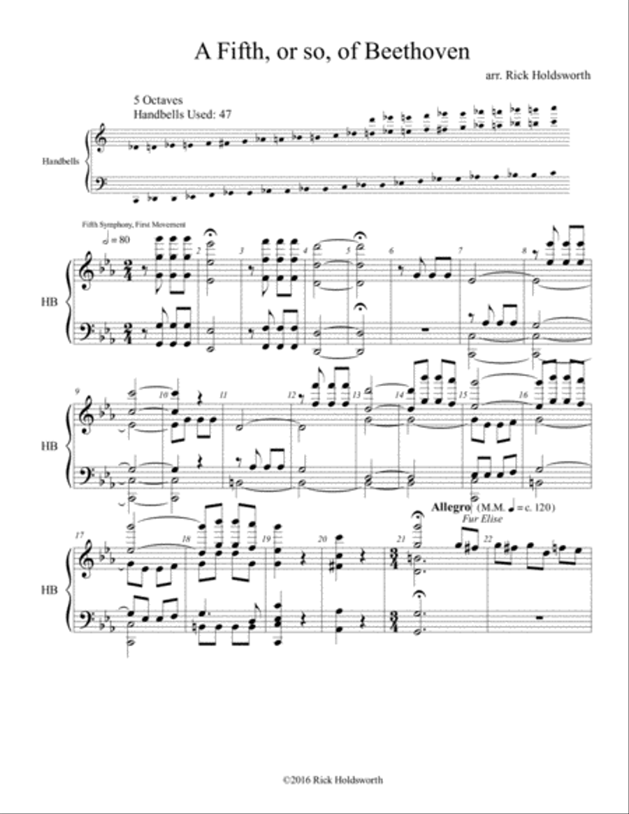 A Fifth, or so, of Beethoven Handbell Choir scores gallery preview page 1