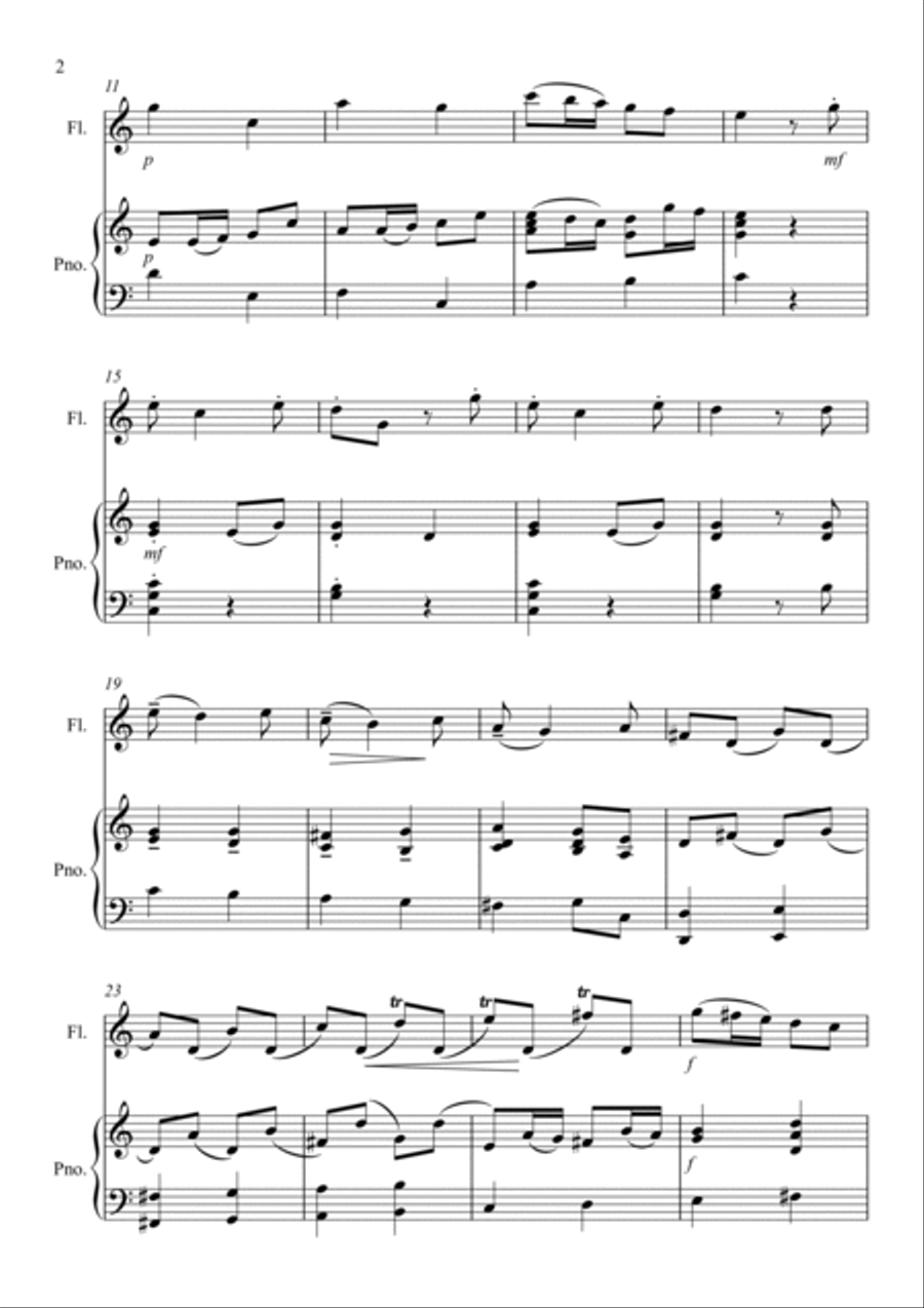 VIVALDI Sonata in C (ALLEGRO RV 48) for Flute and Piano Flute Solo scores gallery preview page 2