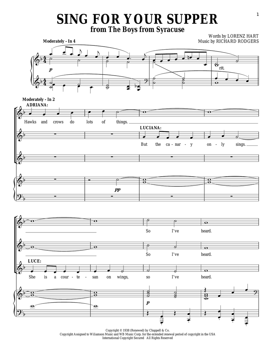Sing For Your Supper Sing For Your Supper Voice Solo scores gallery preview page 1
