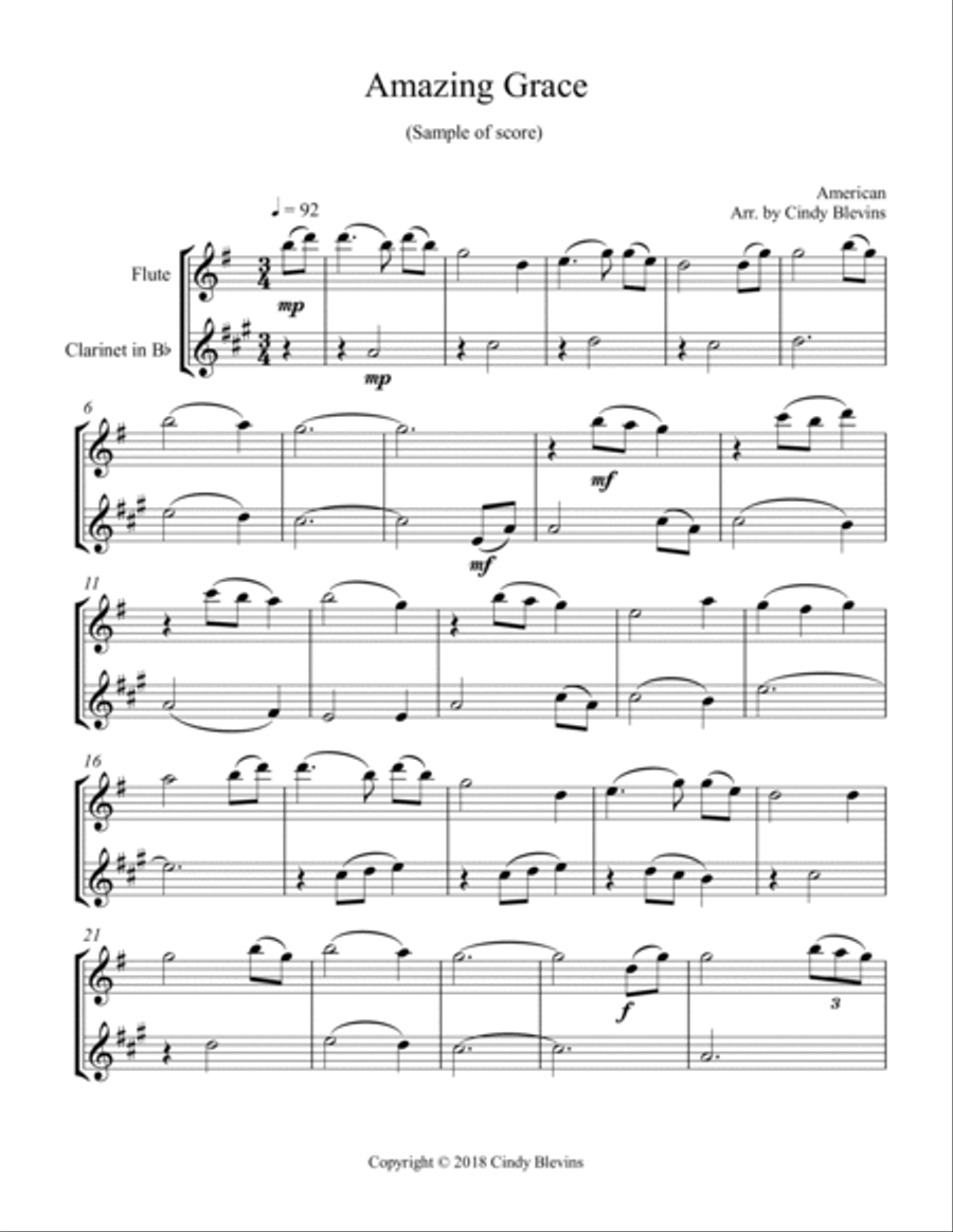 12 Favorite Hymns, Flute and Clarinet Duets Woodwind Duet scores gallery preview page 2