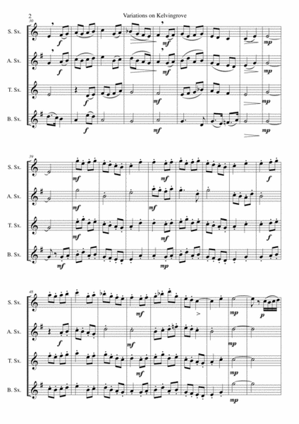 Variations on Kelvingrove for saxophone quartet image number null