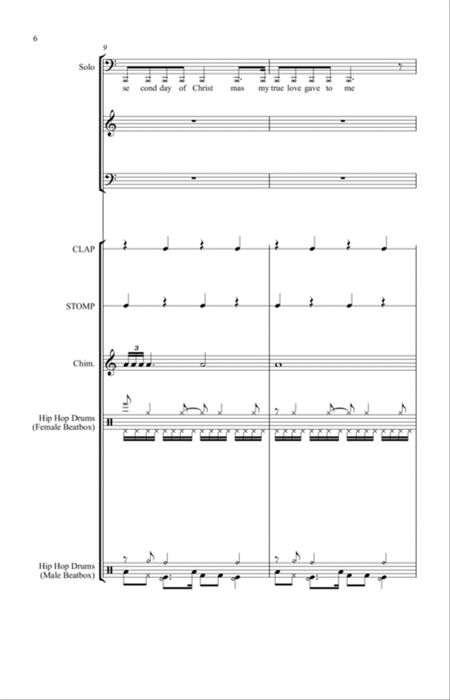 12 Days of Christmas Hip-Hop Rap 4-Part scores gallery preview page 6