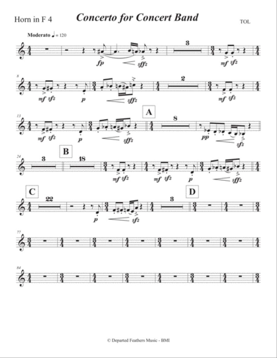 Concerto for Concert Band (2011) Horn part 4 Concert Band scores gallery preview page 1
