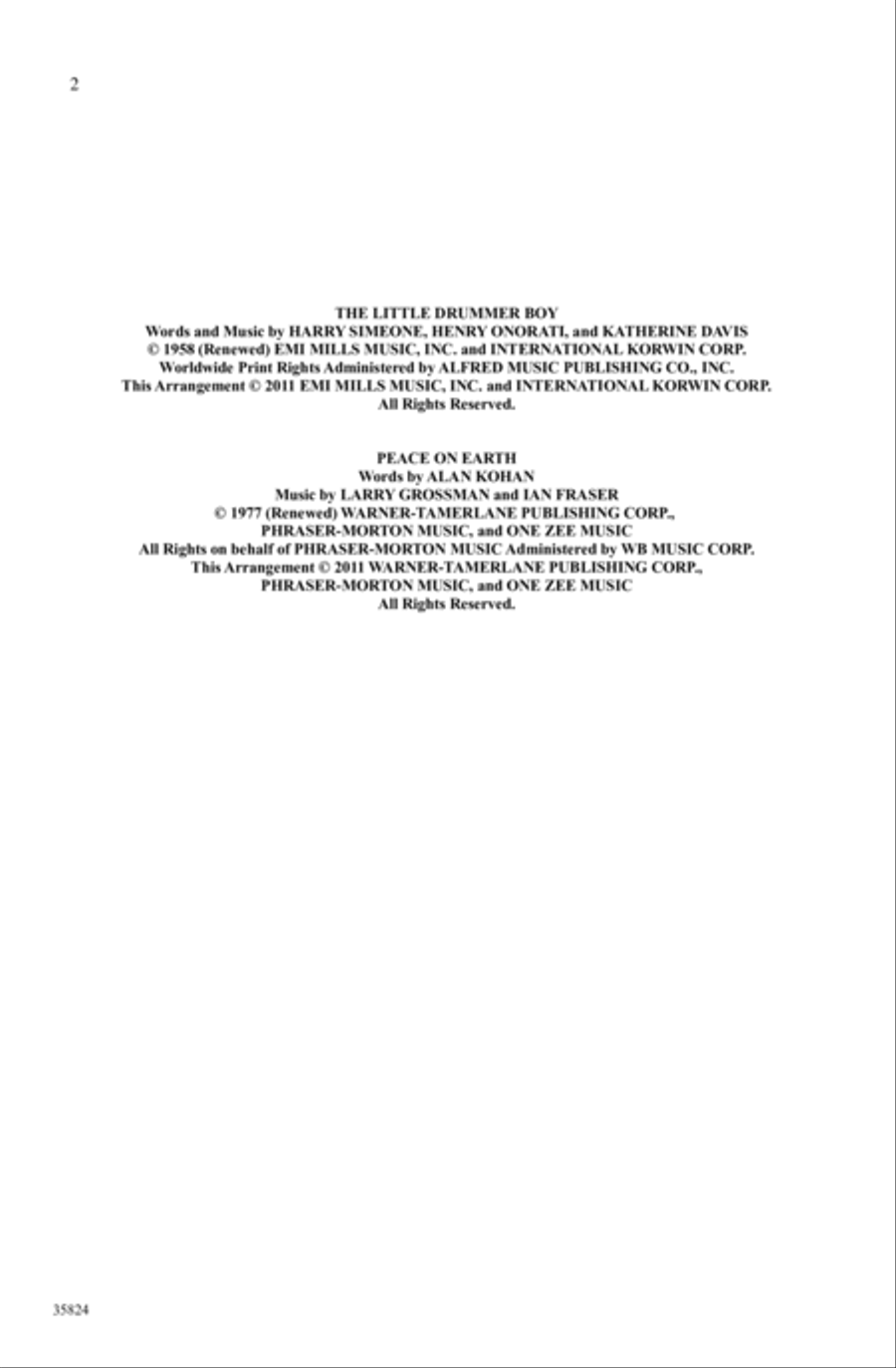 The Little Drummer Boy / Peace on Earth Choir scores gallery preview page 1