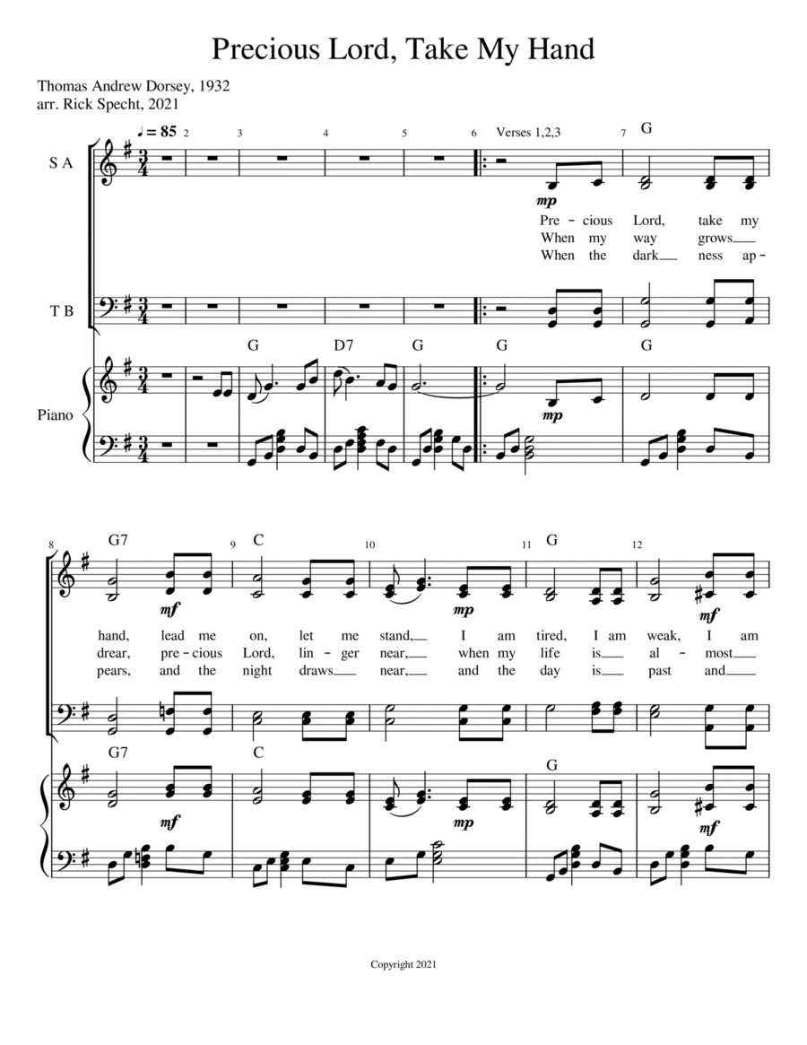 Precious Lord, Take My Hand Piano, Vocal, Guitar scores gallery preview page 1