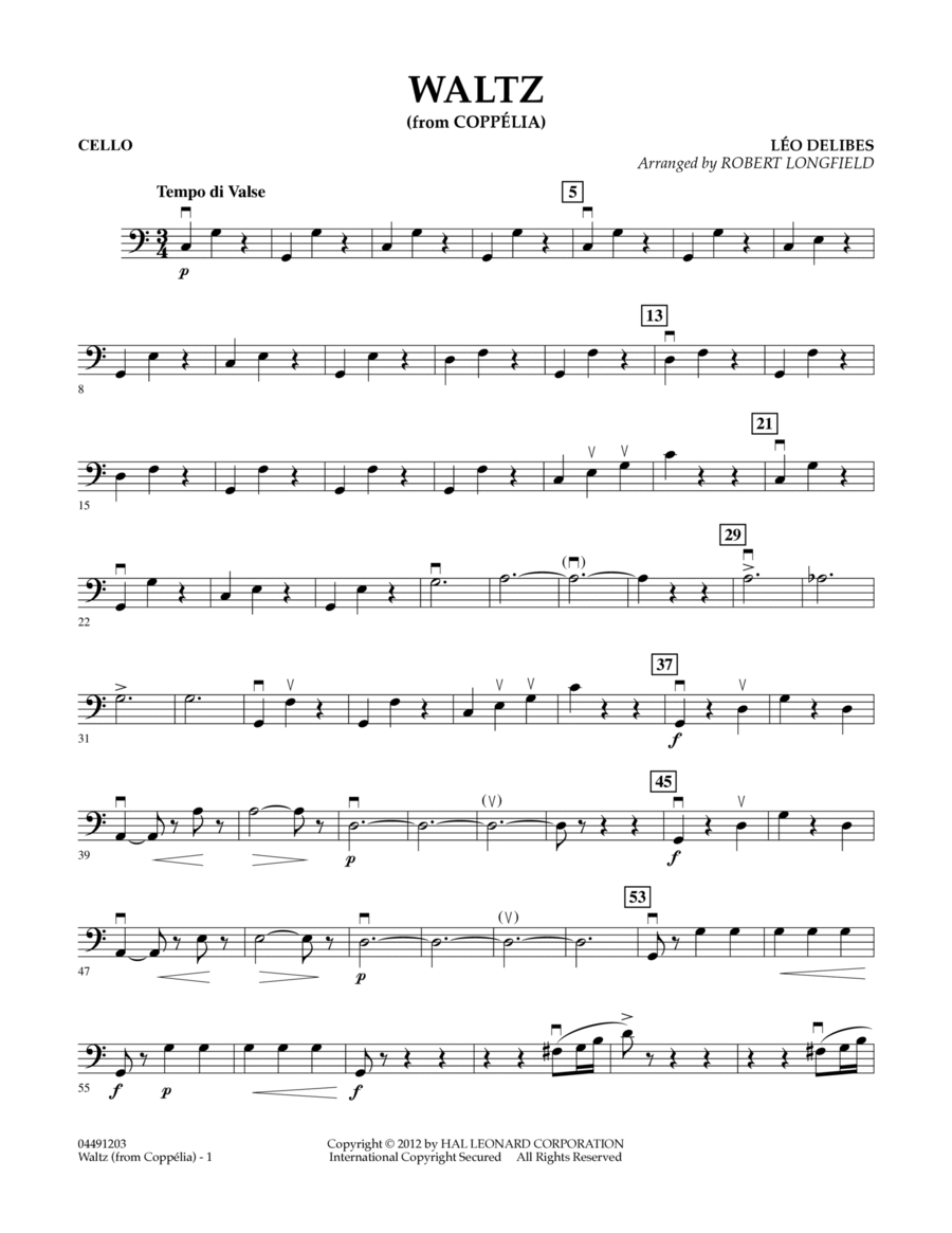 Waltz (from Coppelia) - Cello Orchestra scores gallery preview page 1