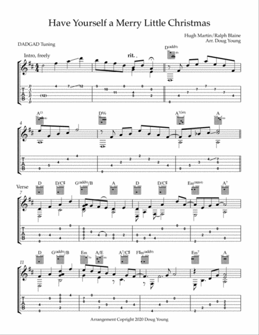 Have Yourself A Merry Little Christmas Guitar Tablature scores gallery preview page 2
