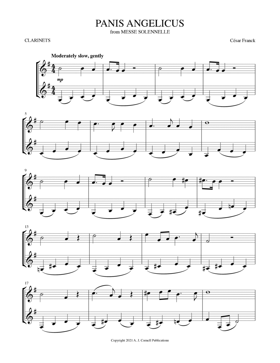 Panis Angelicus Clarinet Duet scores gallery preview page 1