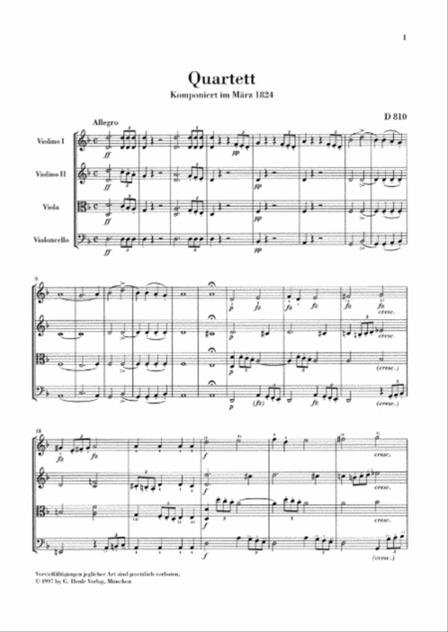 String Quartet D minor D 810 “The Death and the Maiden” String Quartet scores gallery preview page 2