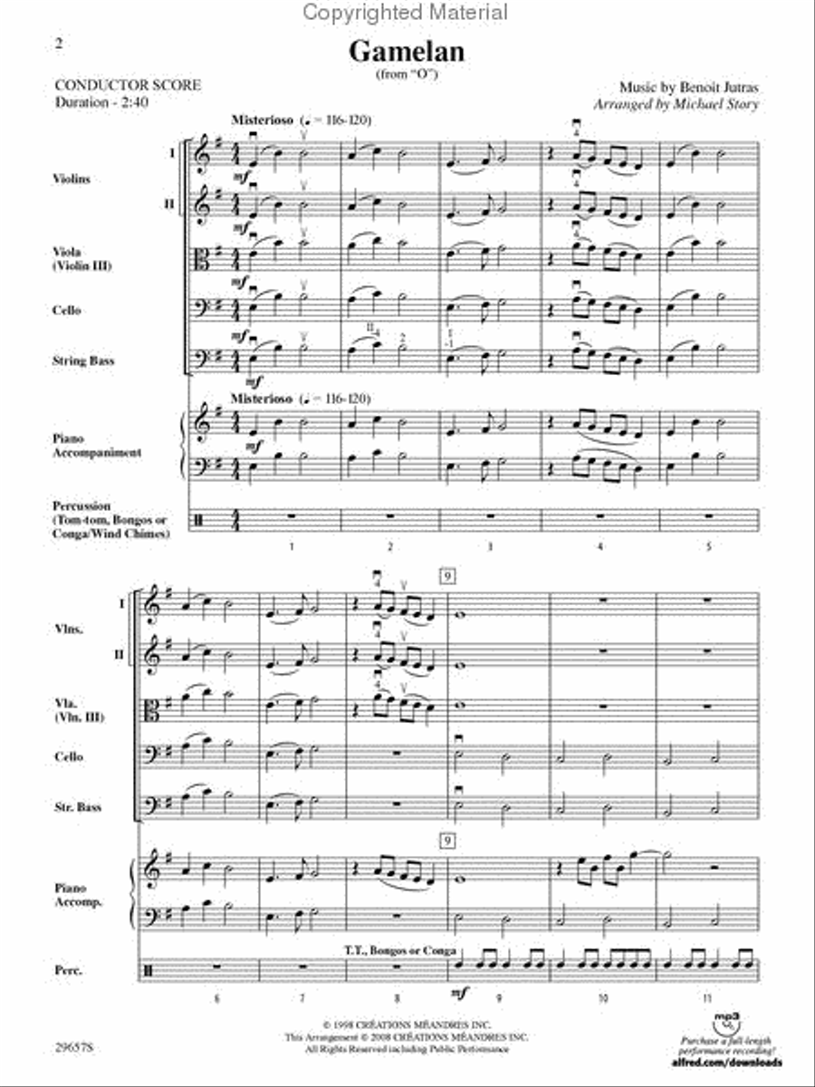 Gamelan (from Cirque du Soleil's O) Gamelan (from Cirque du Soleil's O) String Orchestra scores gallery preview page 2