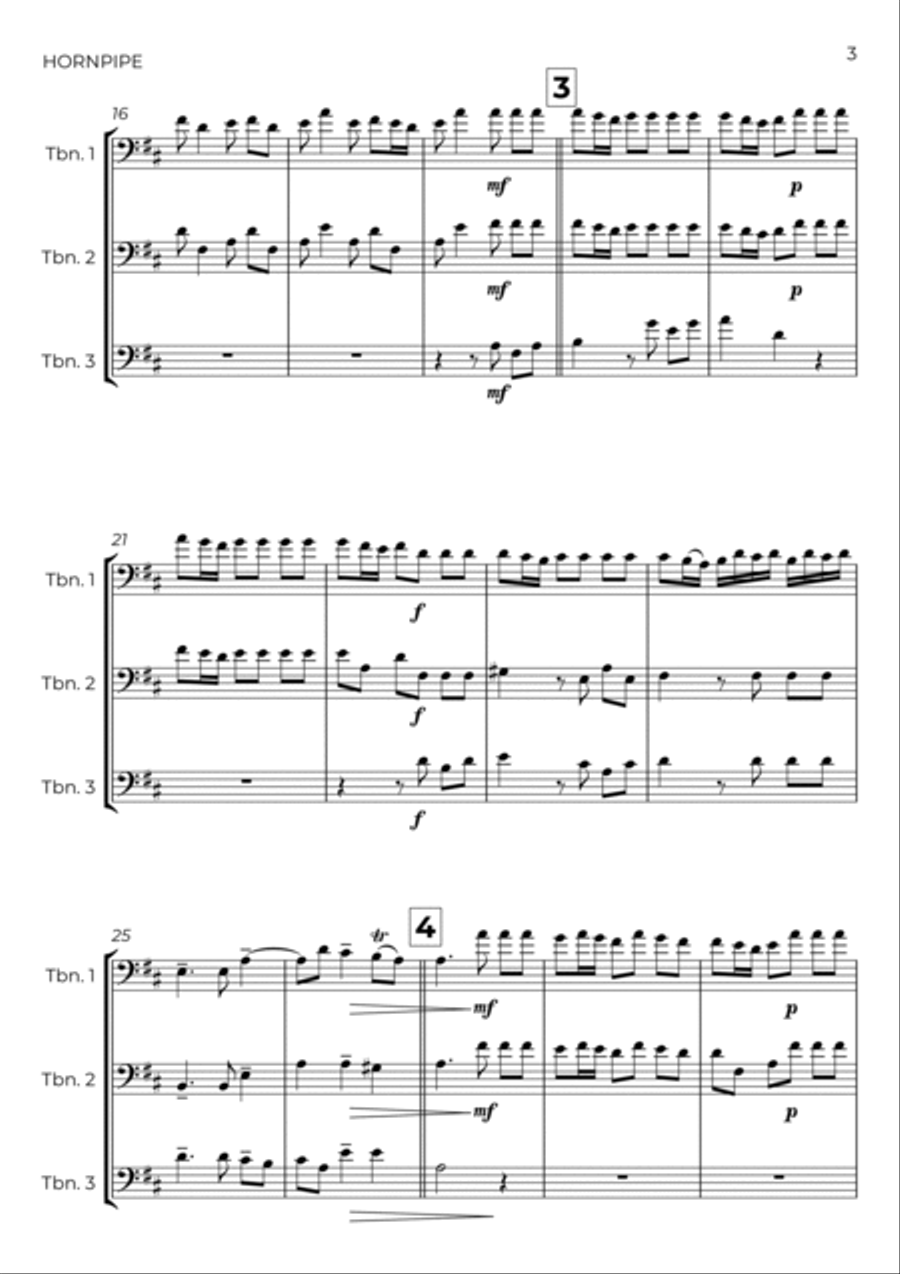 HORNPIPE - HANDEL - TROMBONE TRIO Brass Ensemble scores gallery preview page 3