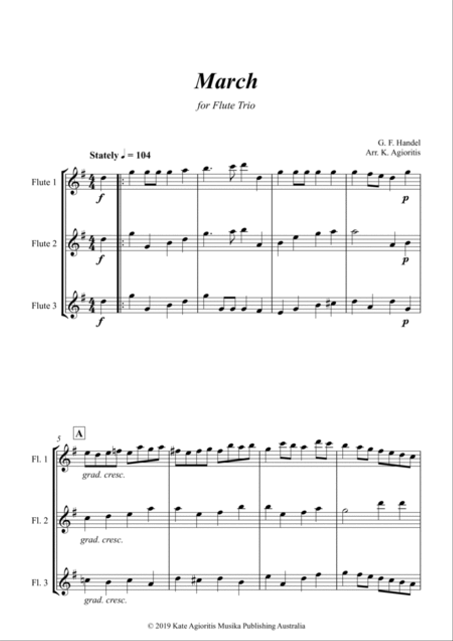March - Handel - for Flute Trio Flute Trio scores gallery preview page 5