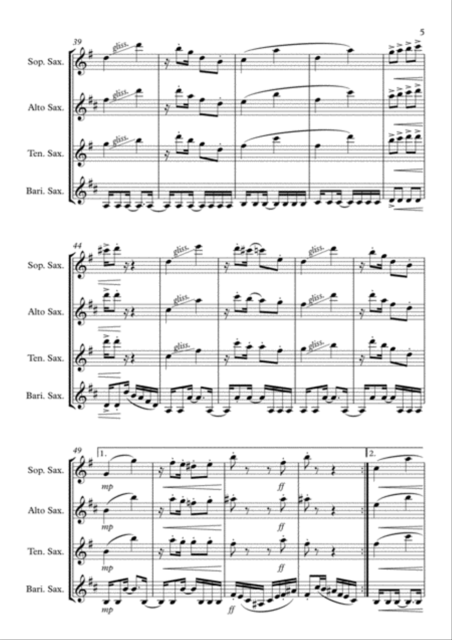 Gaúcho - O CORTA-JACA DE CÁ E LÁ Woodwind Quartet scores gallery preview page 5