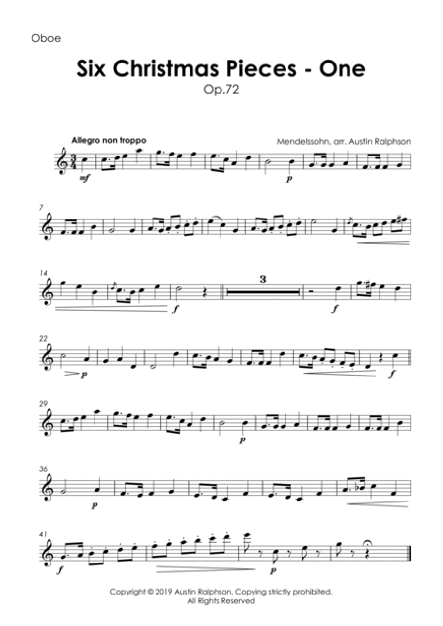 Six Christmas Pieces (Sechs Kinderstücke für das Pianoforte) Op.72: Number 1 of 6 - wind quintet Woodwind Quintet scores gallery preview page 4
