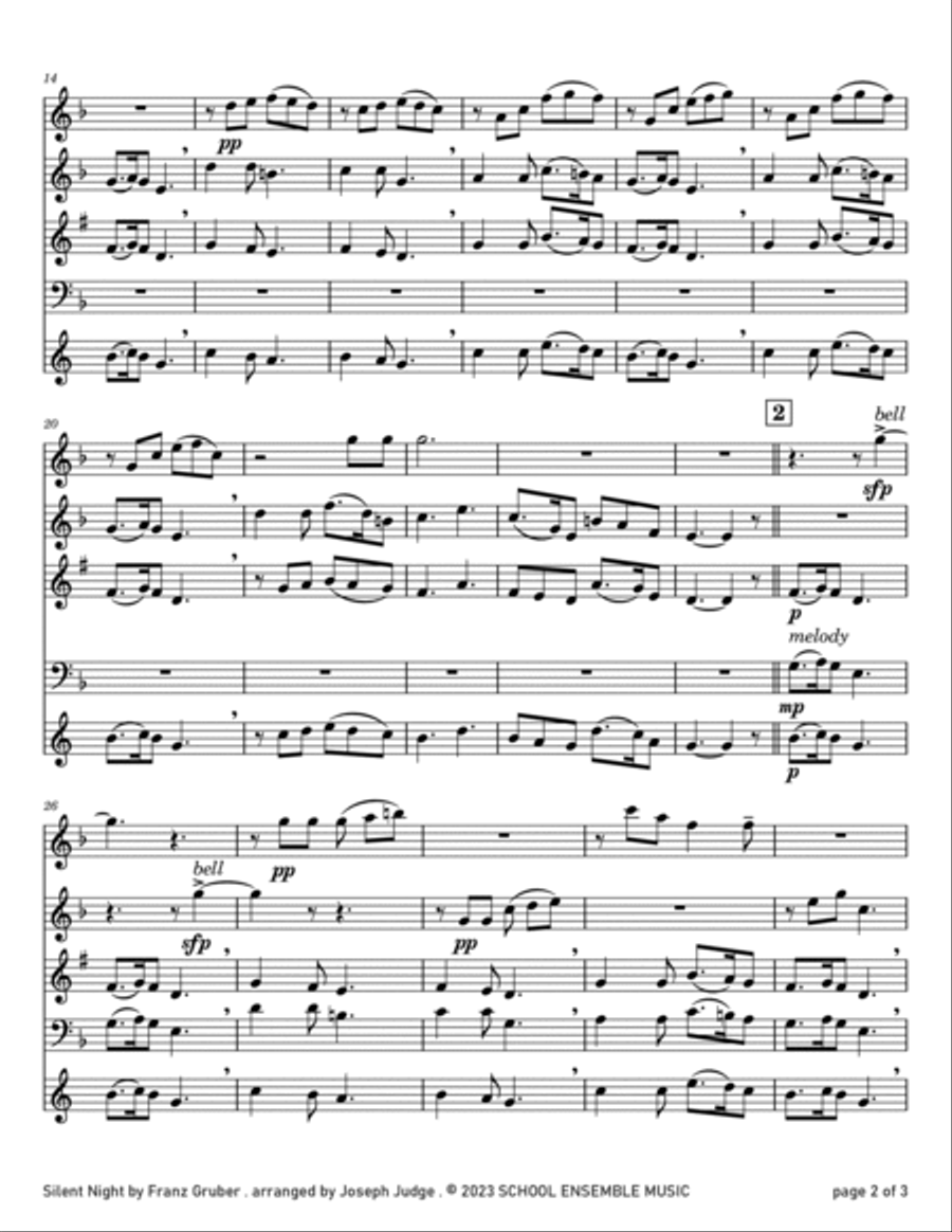Silent Night for Woodwind Quartet in Schools Woodwind Quartet scores gallery preview page 2