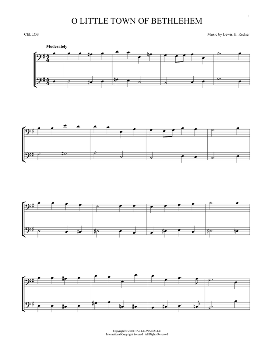 O Little Town Of Bethlehem String Duet scores gallery preview page 1