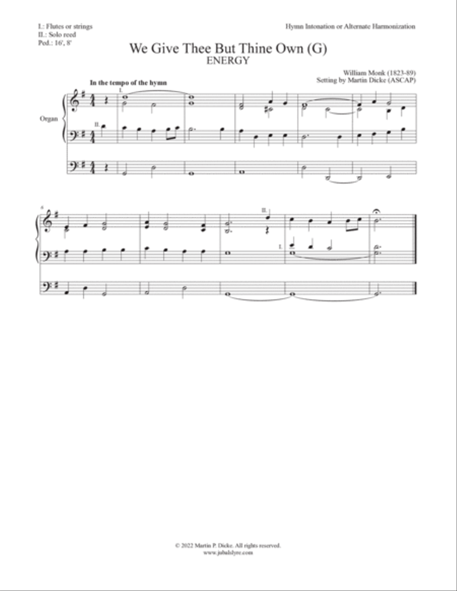We Give Thee But Thine Own (Hymn Intonation for Organ) Organ Solo scores gallery preview page 2