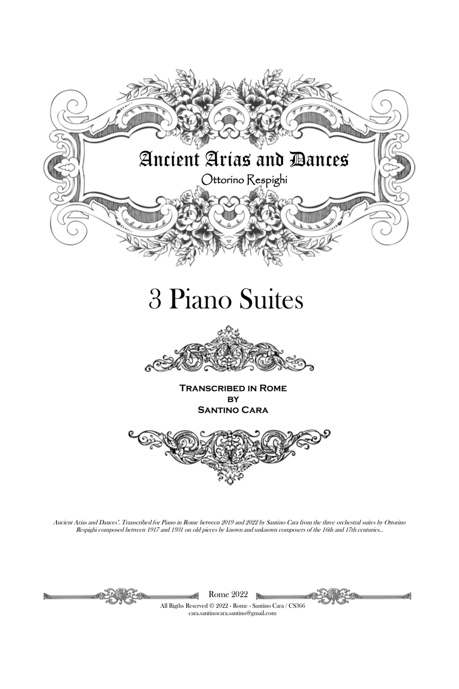 Respighi - Ancient Arias and Dances - 3 Piano Suites - Complete Scores Piano Solo scores gallery preview page 1