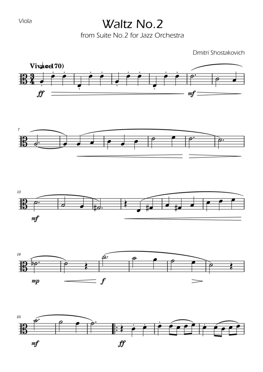 Dmitri Shostakovich - Second Waltz - Viola Solo image number null