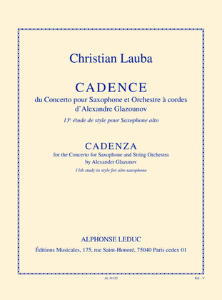 Cadence Du Concerto Pour Saxophone Et Orchestre A Cordes D'alexandre Glazounov (