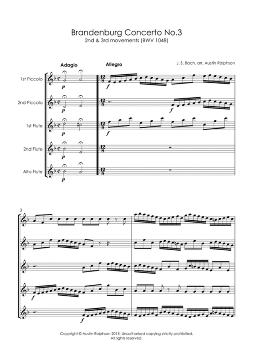 Brandenburg Concerto No.3, 2nd & 3rd movements - flute quintet image number null