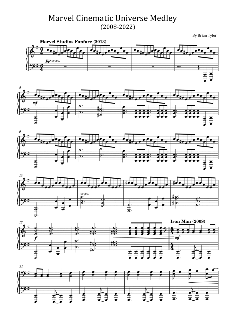 Marvel Studios Fanfare Piano Method scores gallery preview page 1