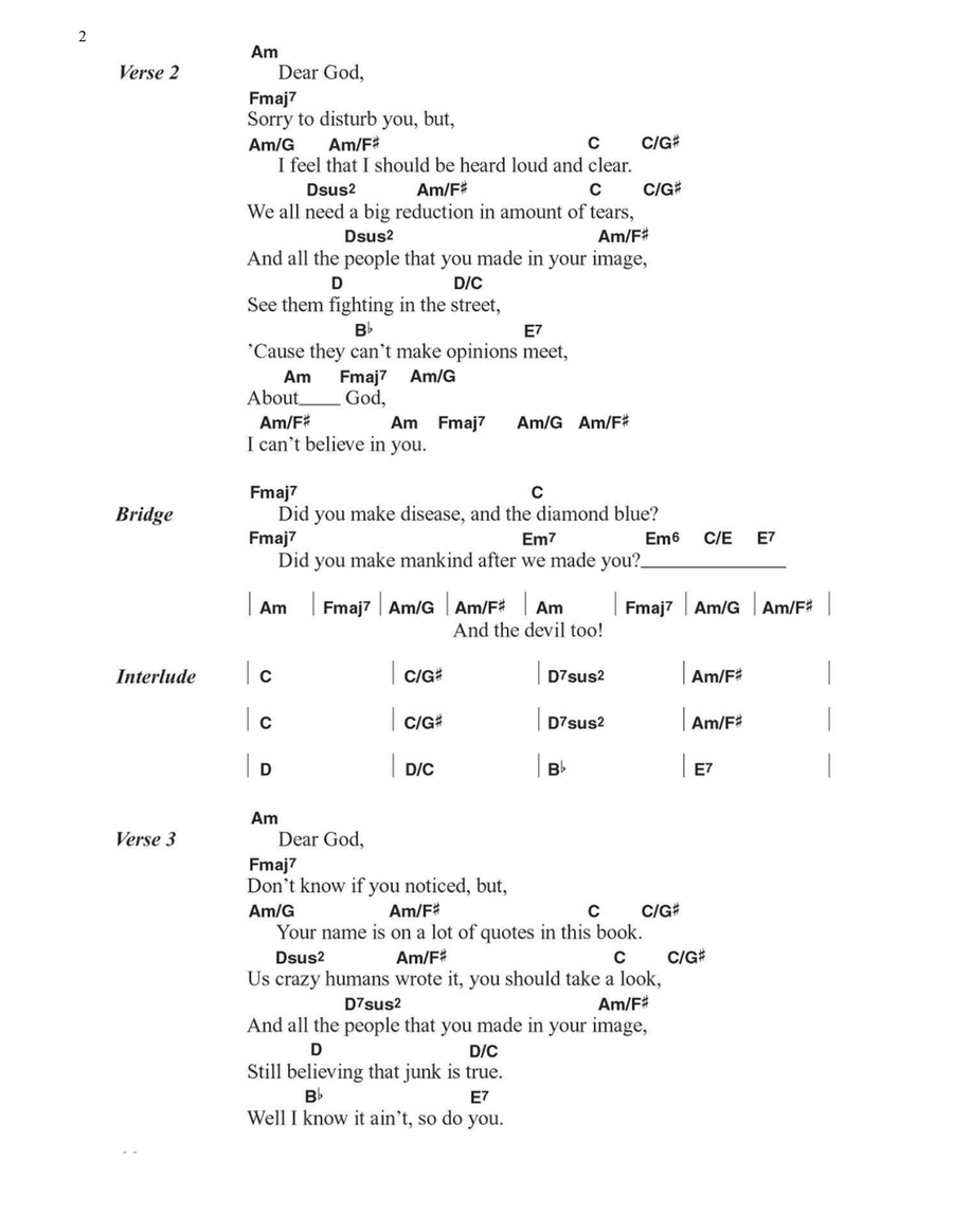 Dear God Acoustic Guitar scores gallery preview page 2