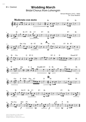 Wedding March (Bridal Chorus) - Bb Clarinet Solo - W/Chords