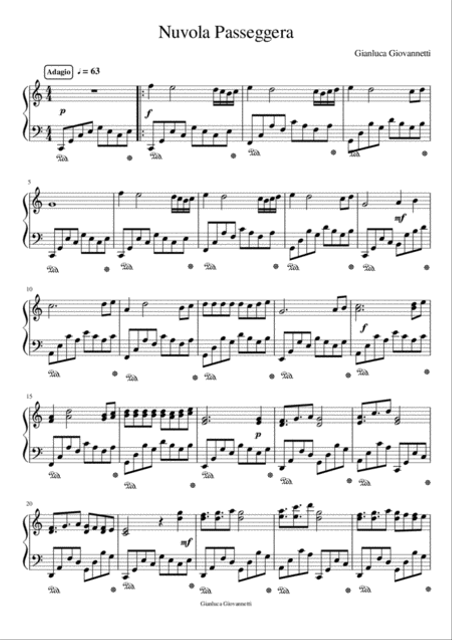 Nuvola passeggera Easy Piano scores gallery preview page 1