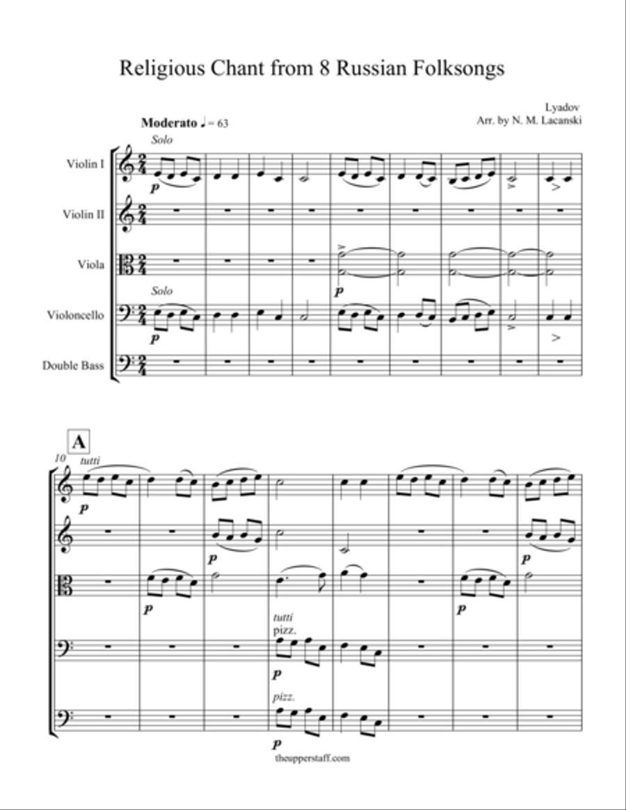 8 Russian Folksongs Religious Chant String Orchestra scores gallery preview page 1