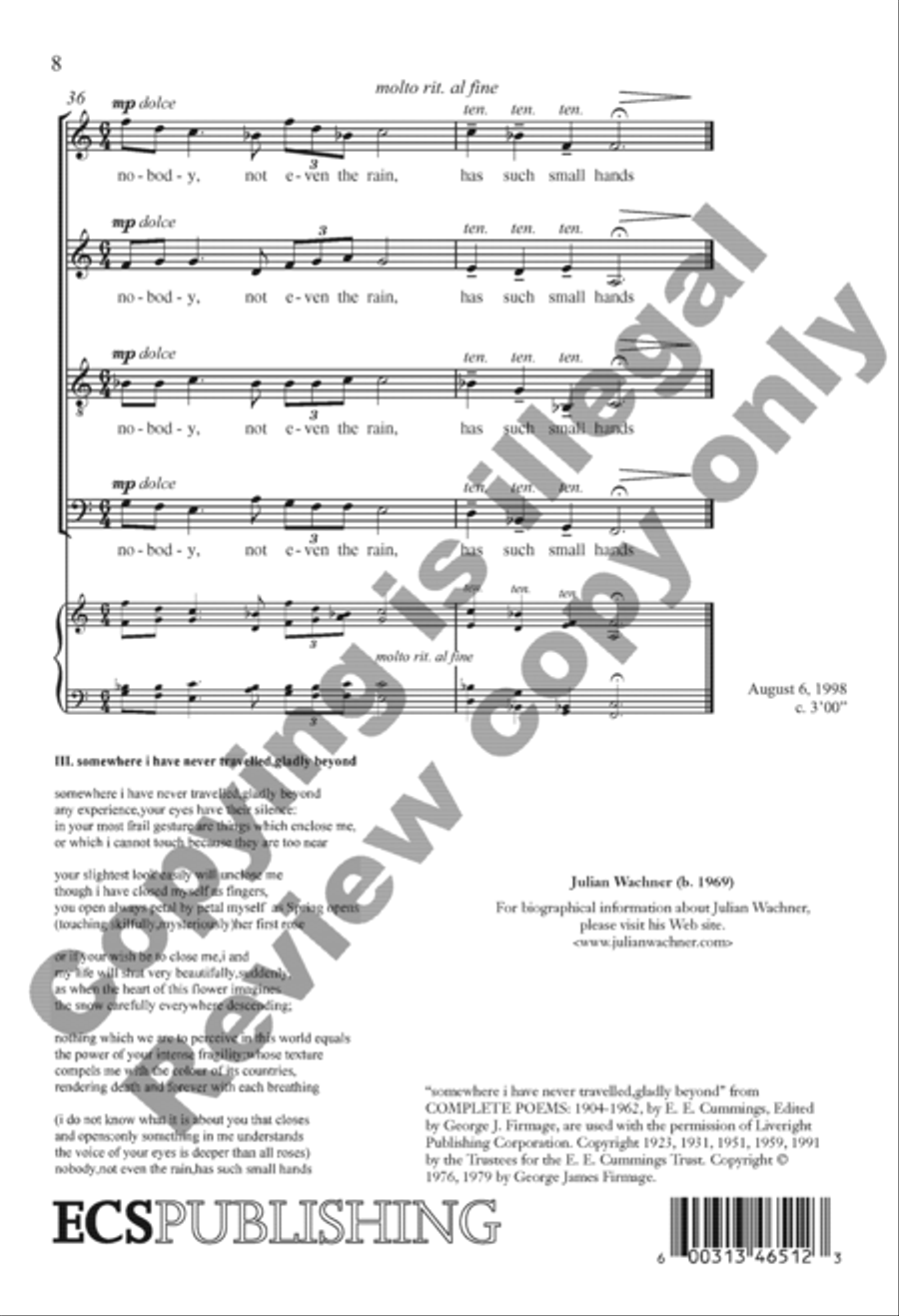 Sometimes I Feel Alive: 3. somewhere I have never travelled Divisi scores gallery preview page 15