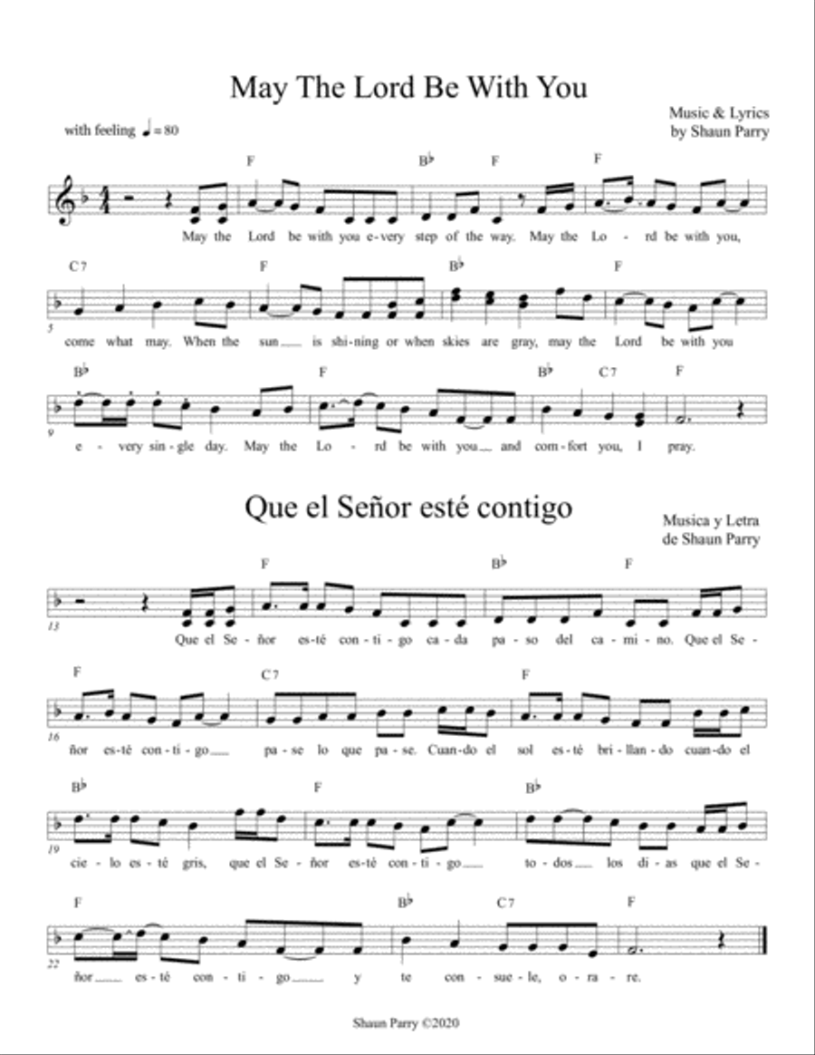 May The Lord Be With You / Que el Señor esté contigo Piano, Vocal, Guitar scores gallery preview page 1