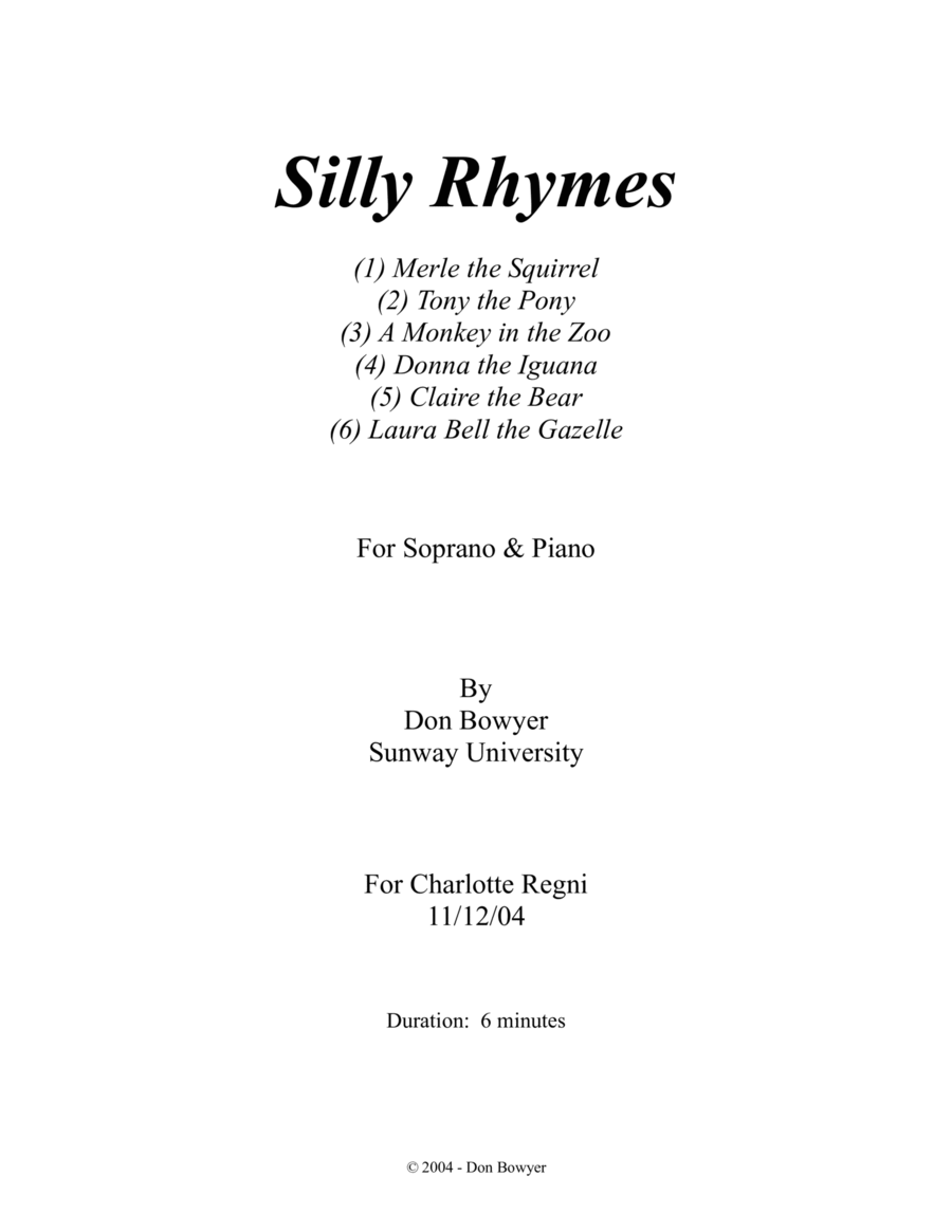 Silly Rhymes (Original Key) image number null