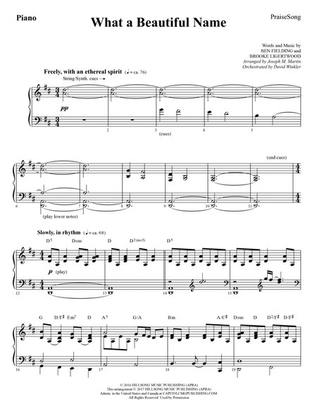 What a Beautiful Name (arr. Joseph M. Martin) - Piano