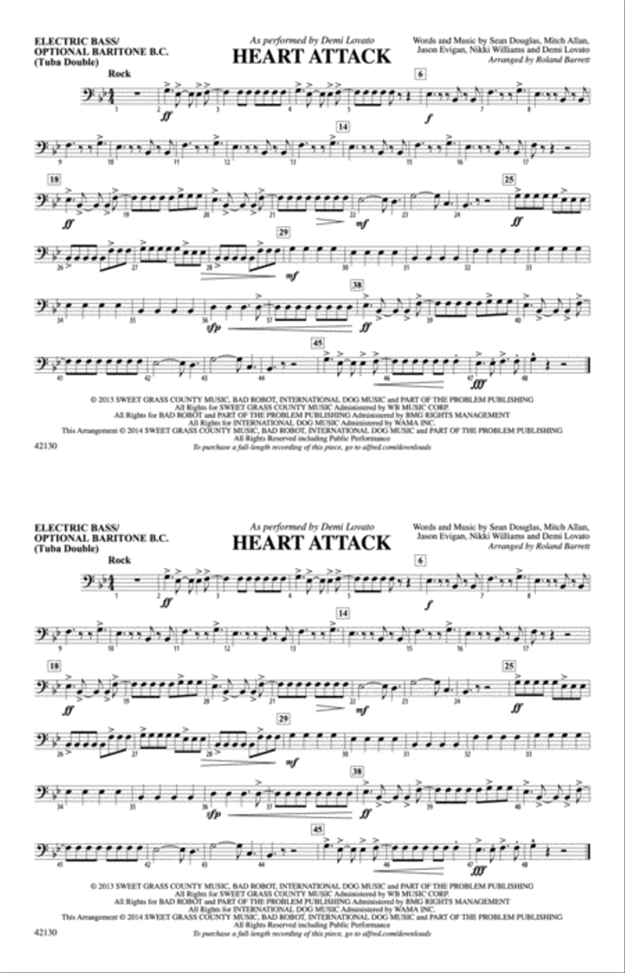 Heart Attack: Electric Bass Marching Band scores gallery preview page 1