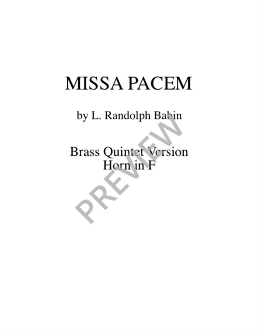 Missa Pacem - Brass Quintet edition