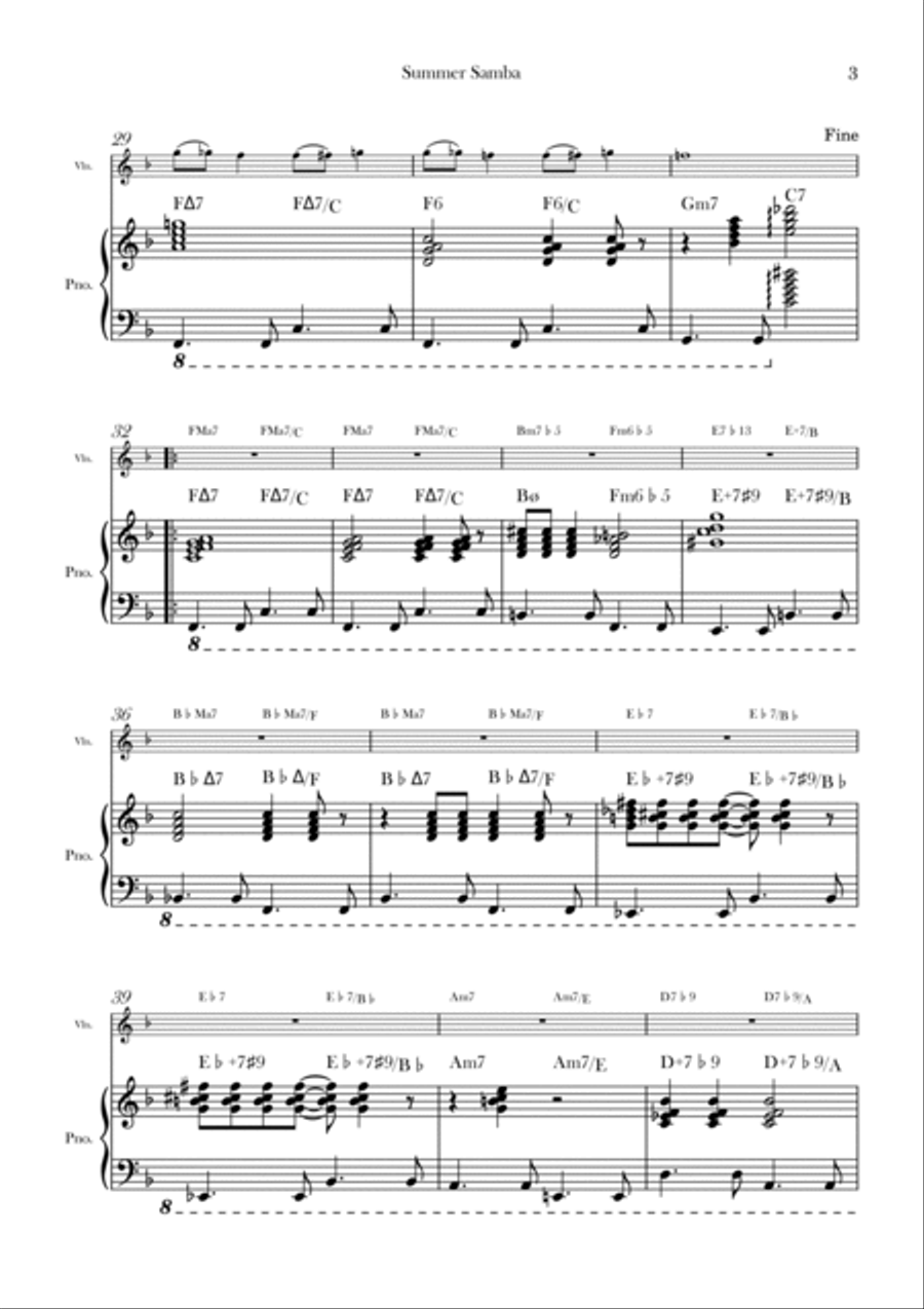Summer Samba Violin Solo scores gallery preview page 3