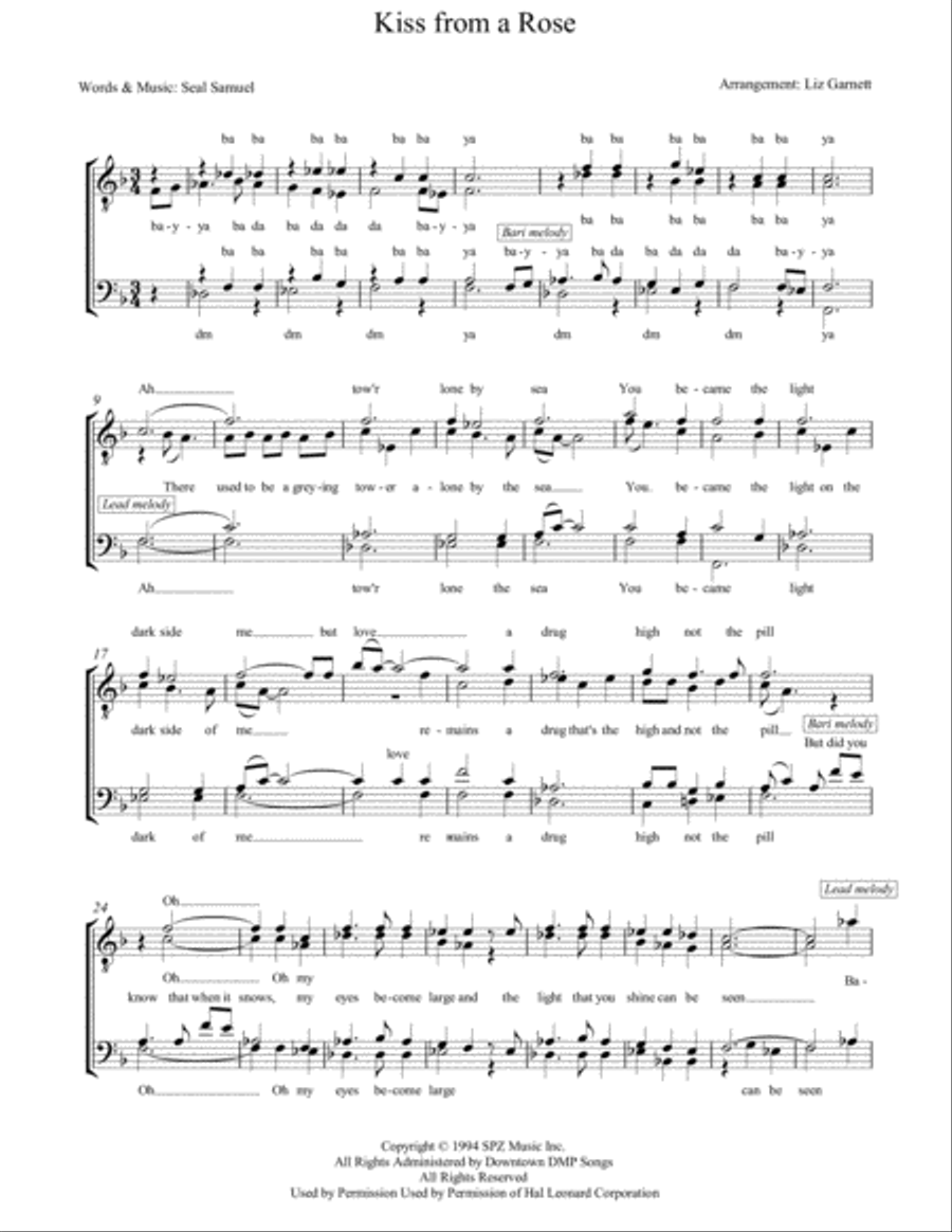Kiss From A Rose TTBB scores gallery preview page 1