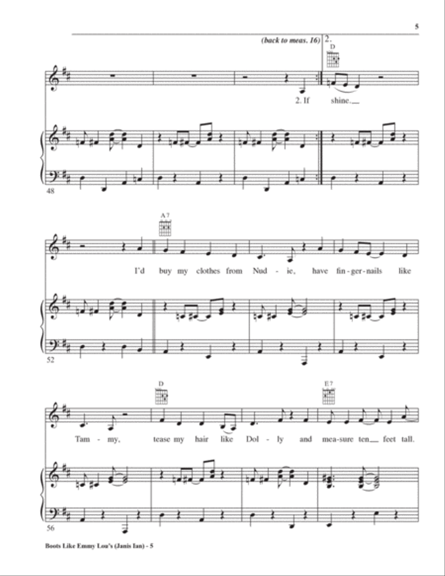Boots Like Emmy Lou's Piano, Vocal, Guitar scores gallery preview page 5
