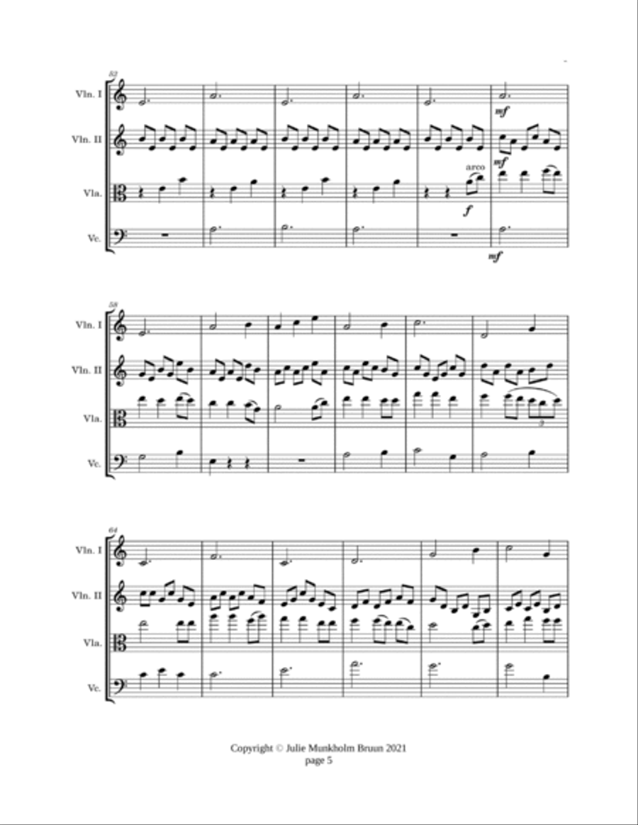 Visa från Rattvik, String Quartet; 2 violins, viola & cello String Quartet scores gallery preview page 5
