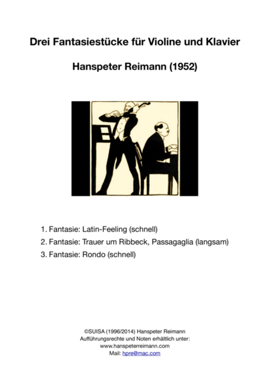 3 Fantasien für Violine und Piano Violin Solo scores gallery preview page 1