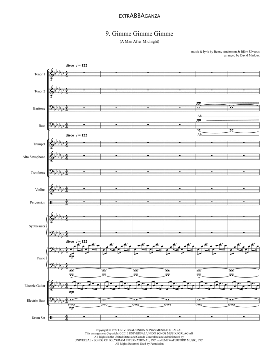 Gimme! Gimme! Gimme! (a Man After Midnight) Large Ensemble scores gallery preview page 1