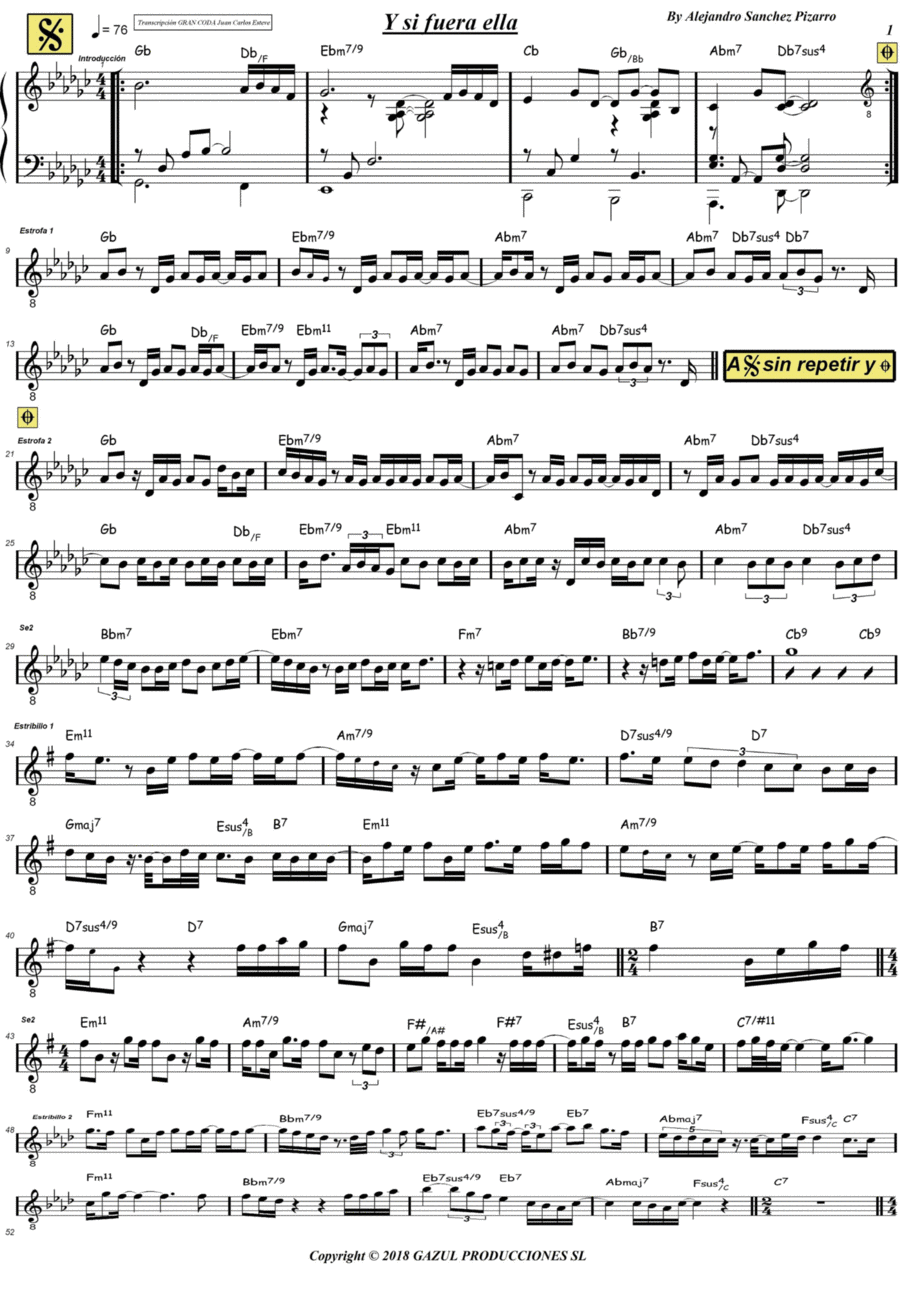 Y Si Fuera Ella Piano scores gallery preview page 1