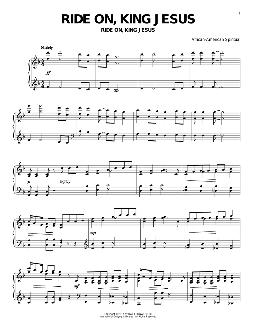 Ride On, King Jesus Piano Solo scores gallery preview page 1