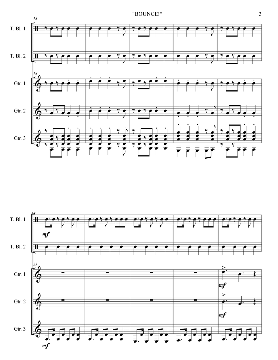 BOUNCE! - Junior Guitar Ensemble (Score & Parts) image number null