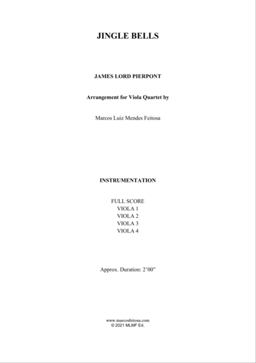 Jingle Bells - Viola Quartet String Quartet scores gallery preview page 2