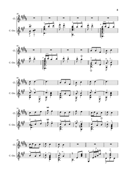 Spanish Popular Song - Los Cuatro Muleros. Arrangement for Clarinet and Classical Guitar. image number null