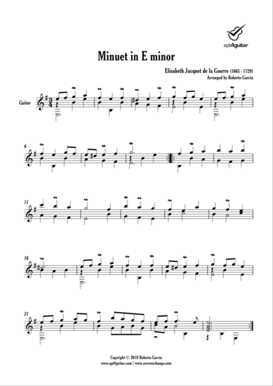 4 Minuets 4 Minuets Classical Guitar scores gallery preview page 2